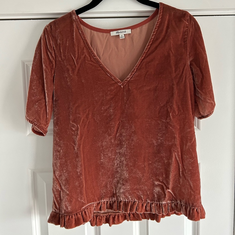 Madewell crushed velvet top